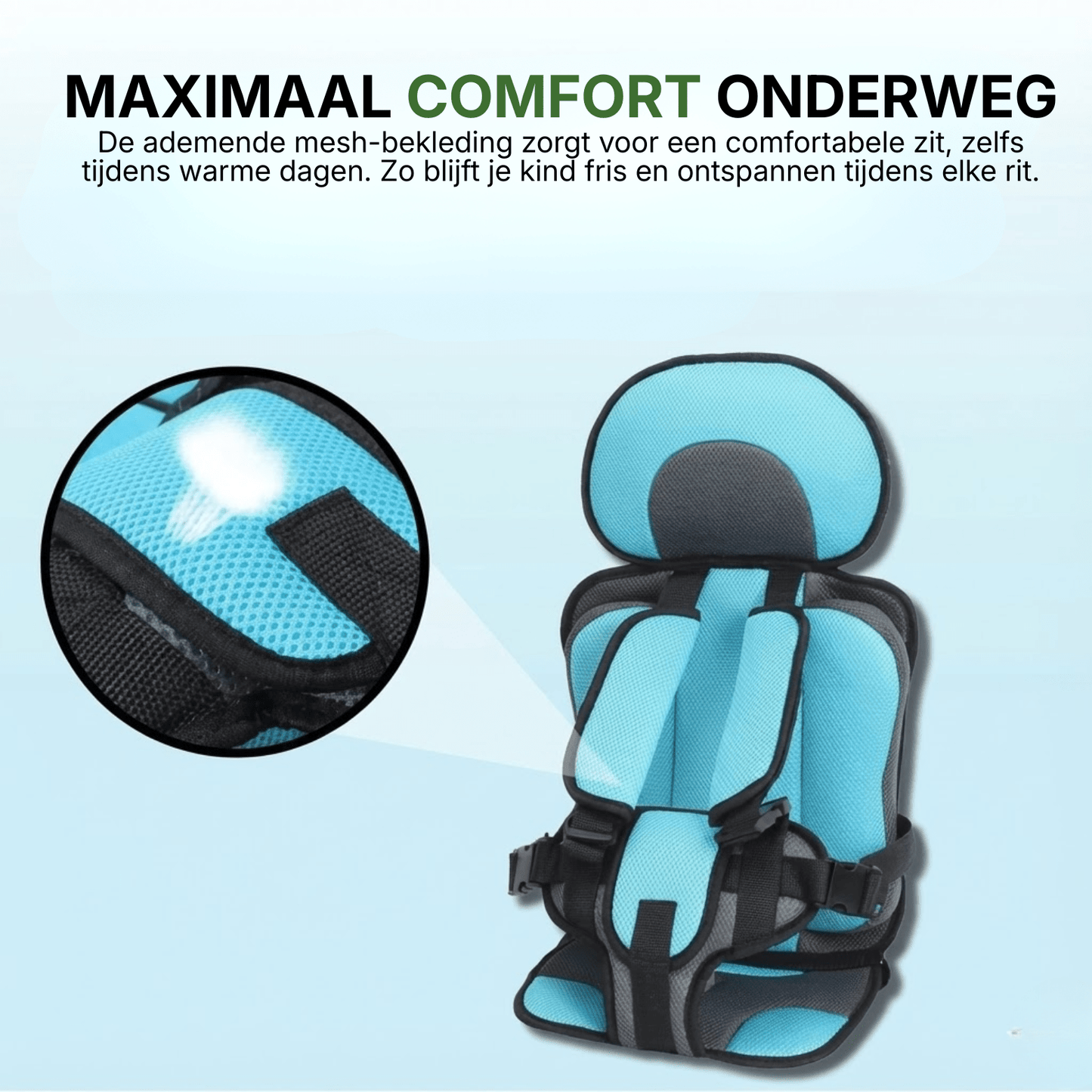 Kinderautostoel met ademende mesh-bekleding voor maximaal comfort en ventilatie tijdens autoritten, zelfs op warme dagen.Select 84 more words to run Humanizer.