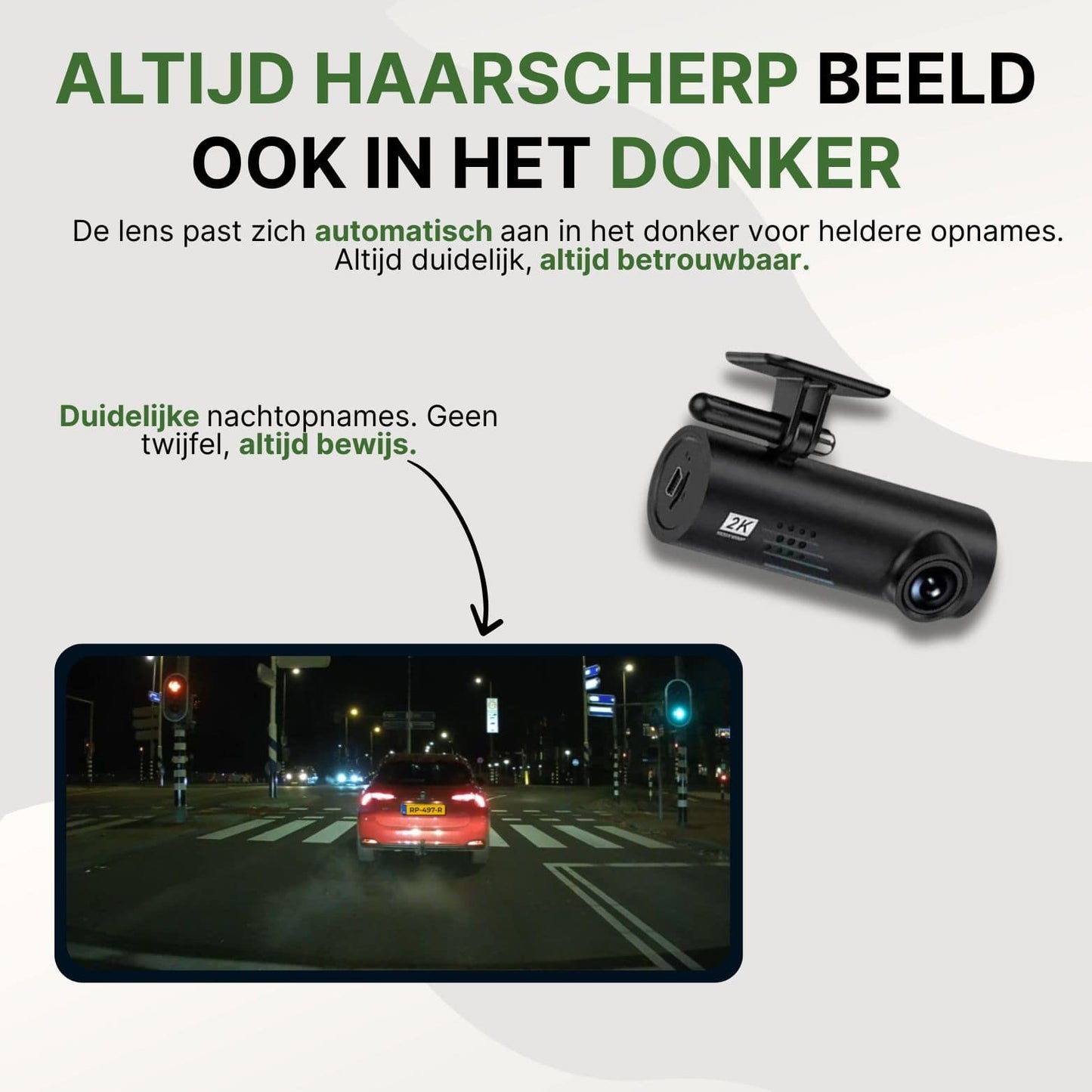 VoiceGuard Pro dashcam met haarscherp nachtzicht â duidelijke opnames in het donker met automatisch aanpassende lens