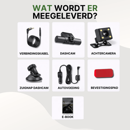 360Guard Pro Auto Dashcam | 1080P HD met Voor, Achter en Interieurcamera