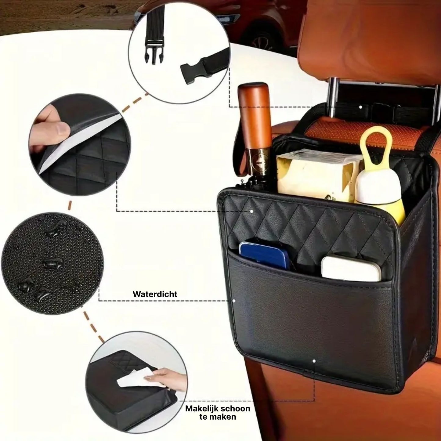 Navorra™ Luxe Autostoel Organizer – Multifunctionele Auto Opbergzak