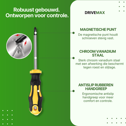 Schroevendraaierset in koffer met bits en flexibele verlenger