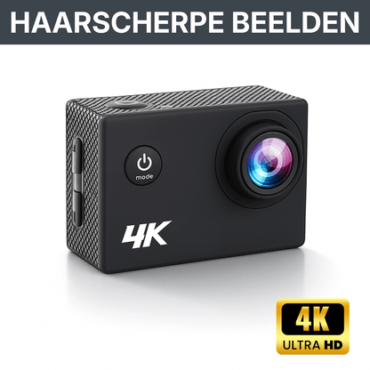 4K action camera met ultra HD lens voor haarscherpe beelden