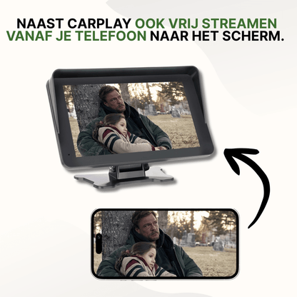 Drivemate 18 cm CarPlay en Android Auto scherm ondersteunt draadloos streamen van video's vanaf je telefoon naar het scherm – ideaal voor onderweg