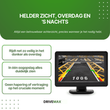 Close-up van de waterdichte behuizing en lensbescherming van de achteruitrijcamera
