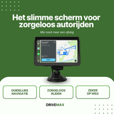 Auto navigatie met groot touchscreen en dashboardhouder die duidelijke routebegeleiding toont voor veilig en zorgeloos autorijden.