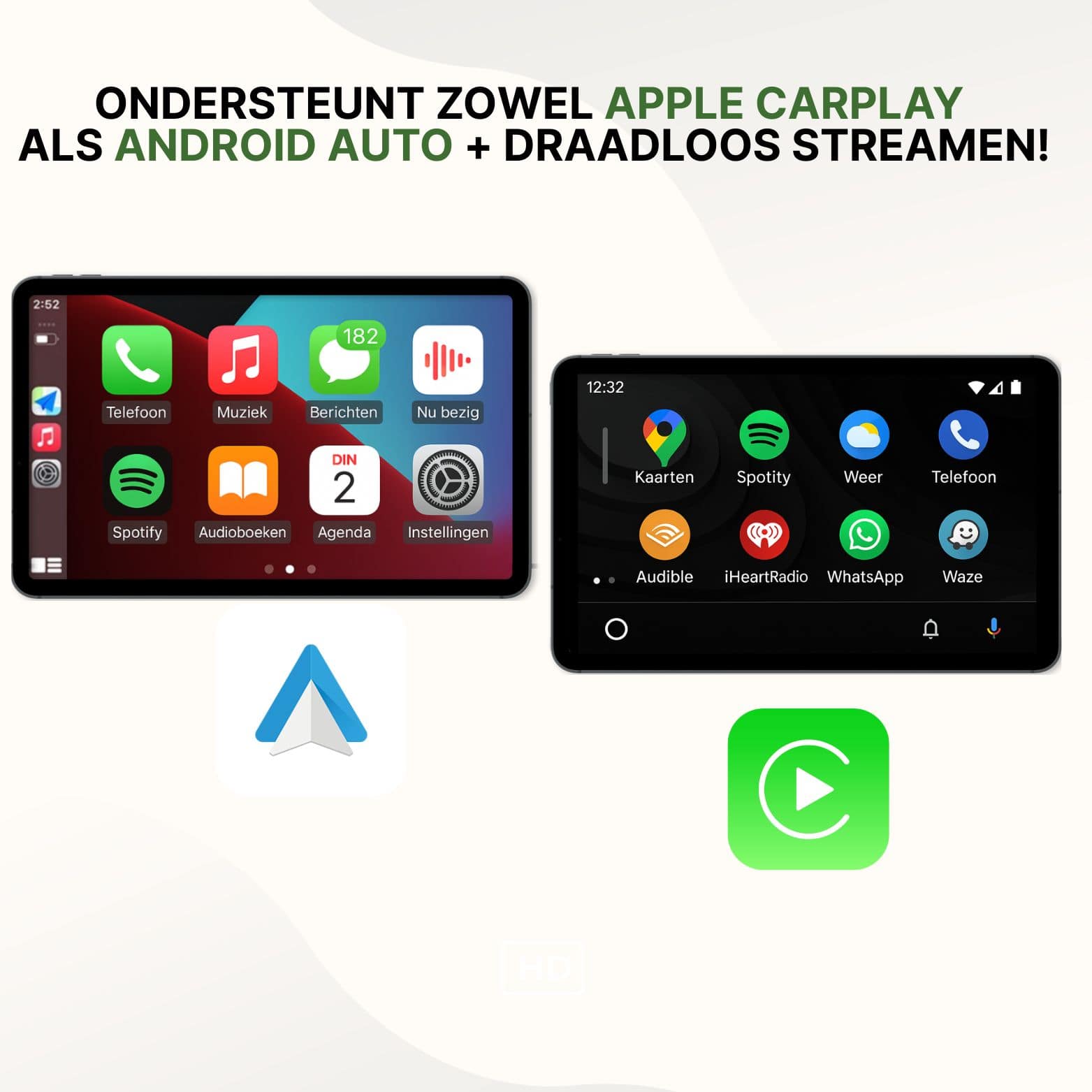 AutoSync Pro ondersteunt zowel Apple CarPlay als Android Auto en biedt draadloos streamen voor een naadloze rijervaring.