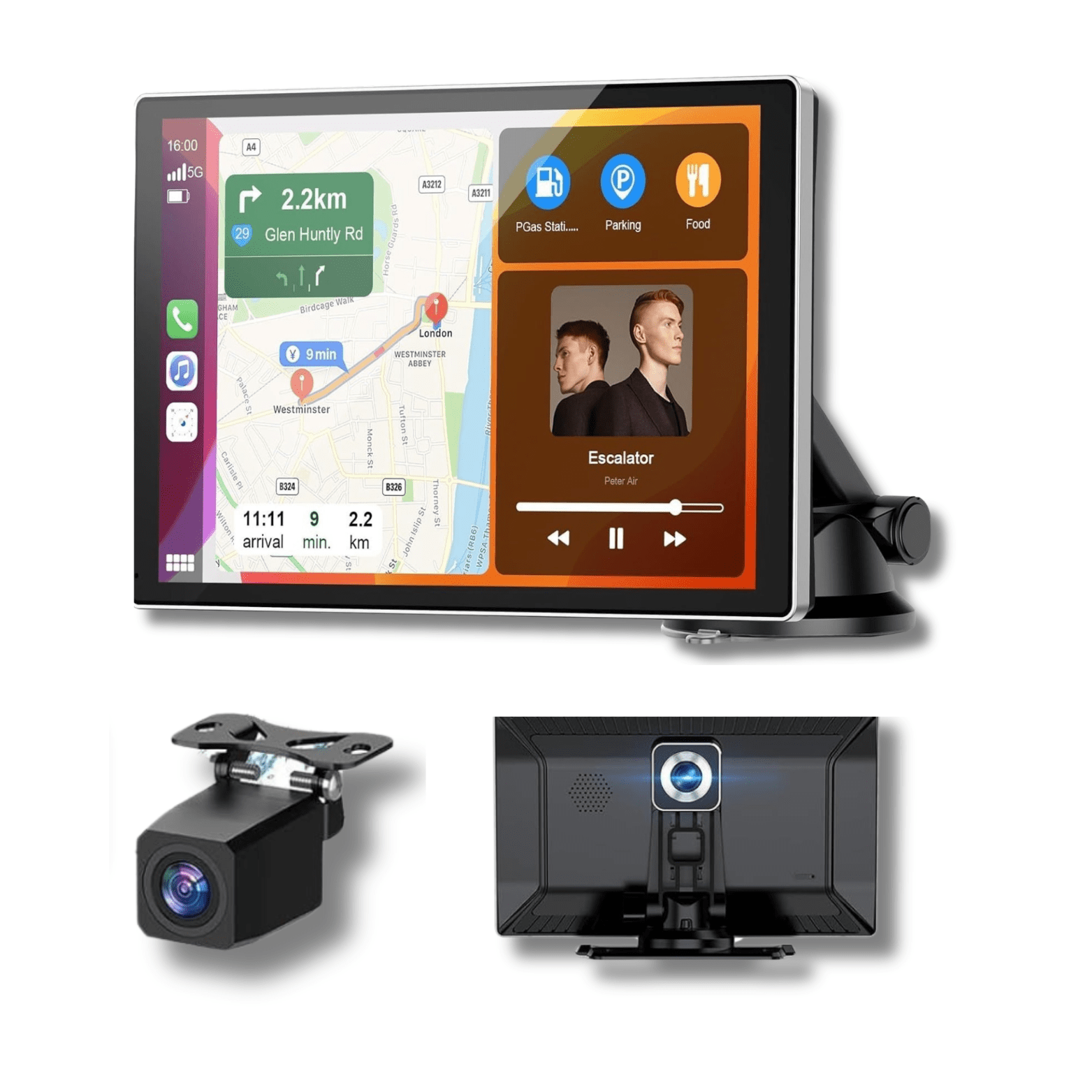 AutoSync Pro draadloos CarPlay en Android Auto scherm met achteruitrijcamera – 7 inch HD display voor navigatie, muziek en handsfree bellen in de auto.