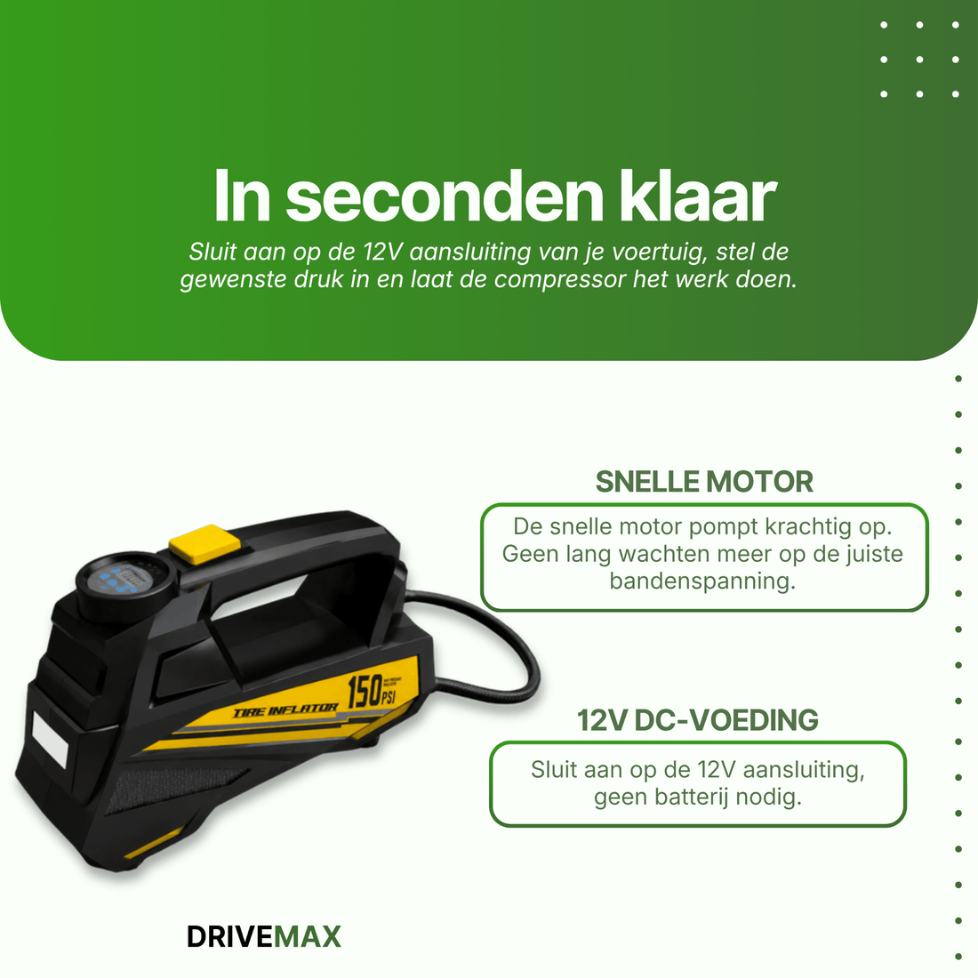 Hand houdt compressor vast tijdens het oppompen van een fietsband buitenshuis