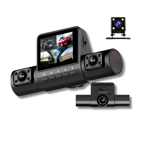 360Guard Pro Auto Dashcam | 1080P HD met Voor, Achter en Interieurcamera