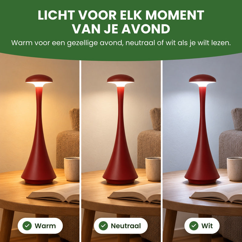 De Domova drie keer naast de bank, met warm, neutraal en wit licht: licht voor elk moment van je avond