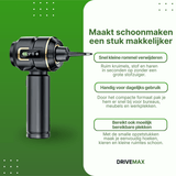 Zwarte draadloze kruimeldief met smal spleetmondstuk en transparante stofcontainer voor kleine schoonmaakklussen.