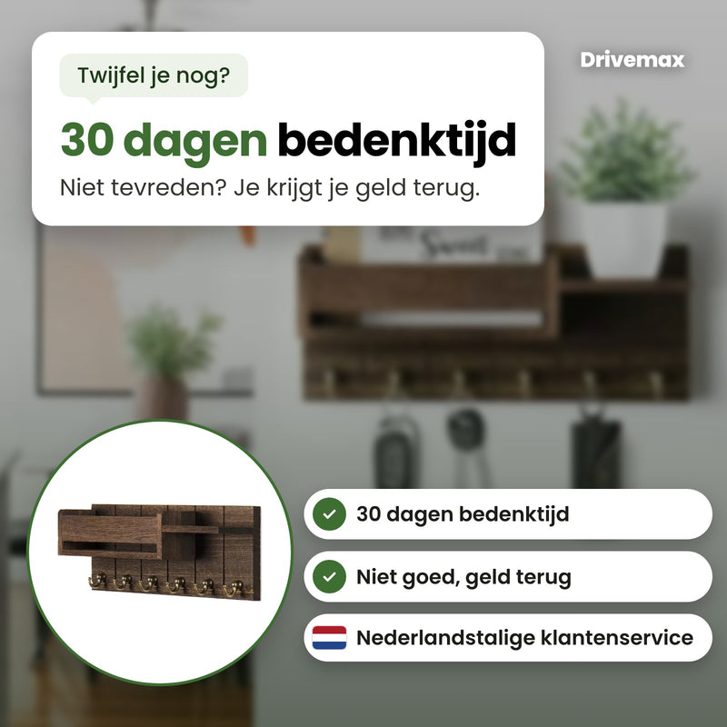 Het Entrova wandrek in een cirkel, met Nederlandstalige klantenservice: 30 dagen bedenktijd, niet goed geld terug