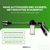 Hogedrukreiniger met schuimspuit en verstelbare lans, ontworpen voor het eenvoudig en krachtig reinigen van voertuigen.