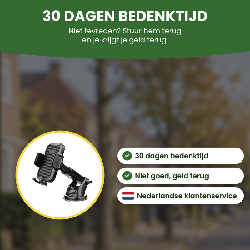 Holdify telefoonhouder met 30 dagen bedenktijd, niet goed geld terug en Nederlandse klantenservice