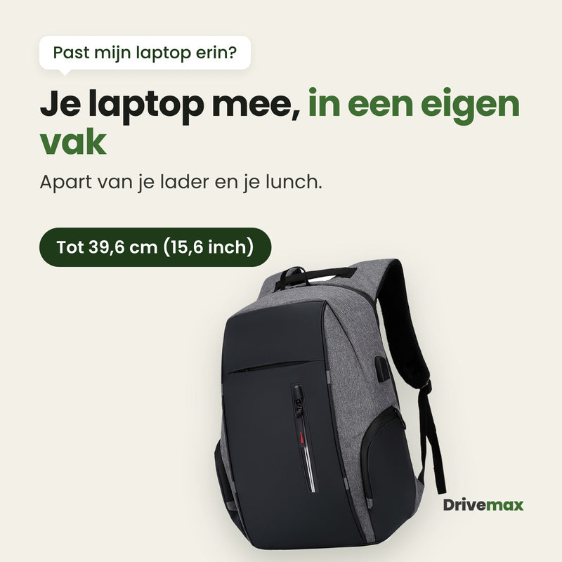 De Metrova laptoprugzak: je laptop mee in een eigen vak, voor laptops tot 39,6 cm (15,6 inch)