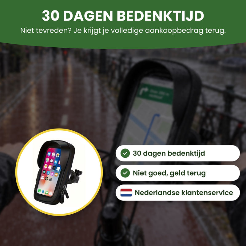 MotoShield telefoonhouder met 30 dagen bedenktijd, niet goed geld terug en Nederlandse klantenservice