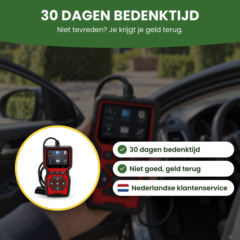 OBD2 scanner met 30 dagen bedenktijd, niet goed geld terug en Nederlandse klantenservice