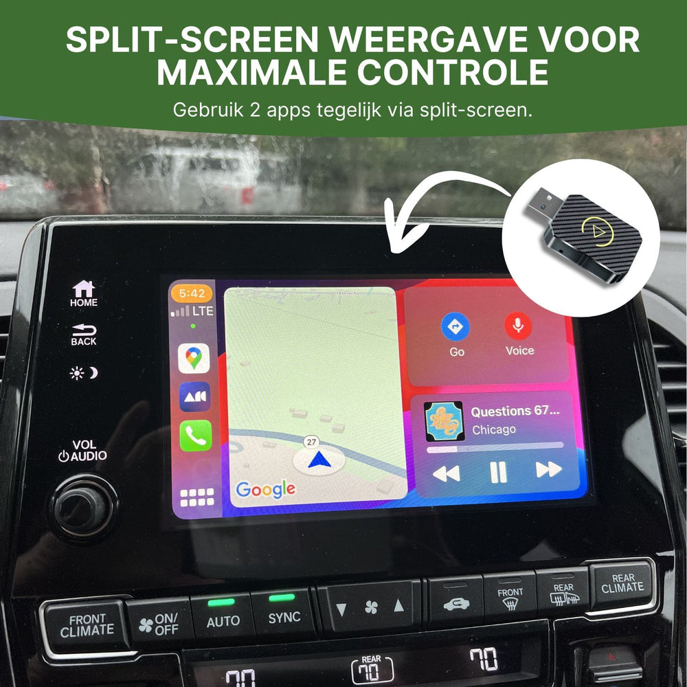 Split-screen navigatie en muziek