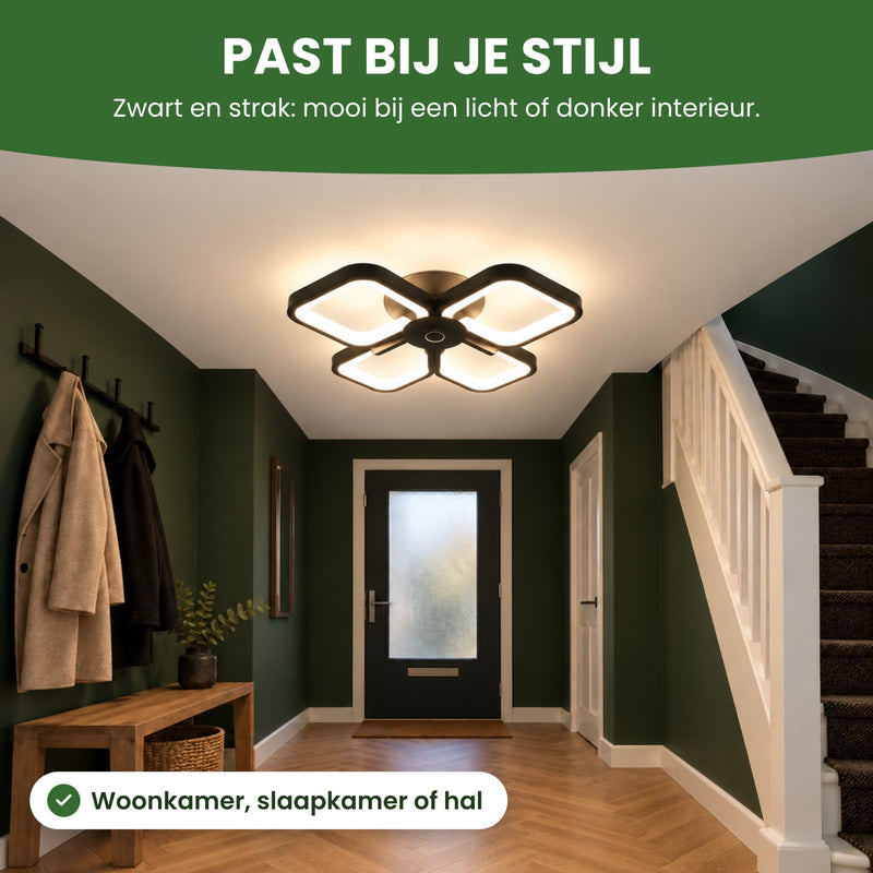 De Quadrova in een hal met donkergroene muren: zwart en strak, mooi bij een licht of donker interieur