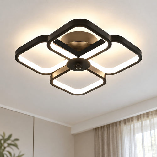 Quadrova – Plafondlamp LED Modern Geometrisch Zwart, voor Woonkamer