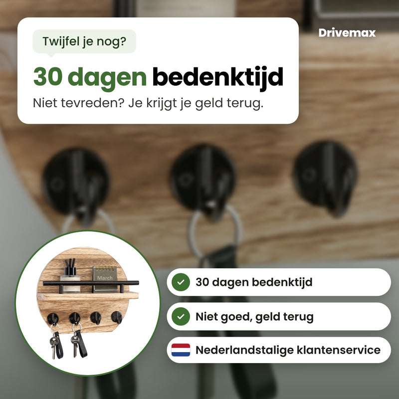 Het Rondova wandrek in een cirkel, met 30 dagen bedenktijd, niet goed geld terug en Nederlandstalige klantenservice