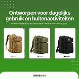 Rugzak verkrijgbaar in drie kleuren: bruin, groen en zwart, weergegeven in vooraanzicht.