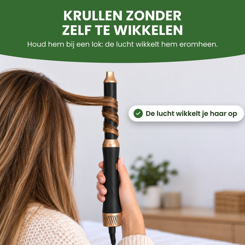 Lok haar om het krulopzetstuk van de Stylova: krullen zonder zelf te wikkelen, de lucht wikkelt je haar op