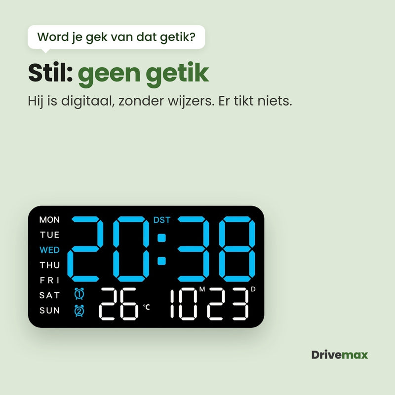 De Tempova digitale wandklok zonder wijzers: stil, er tikt niets