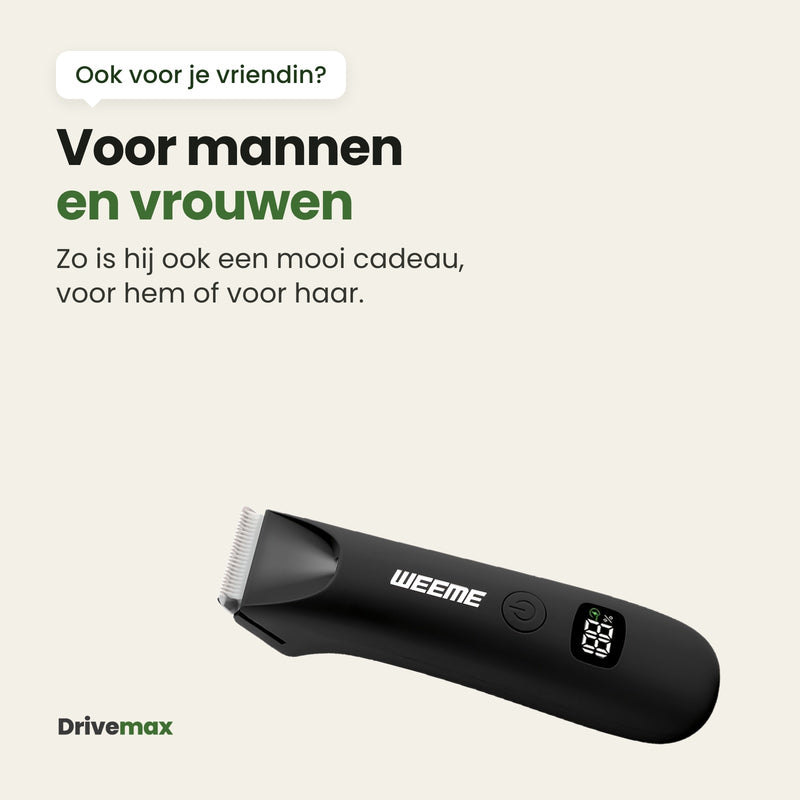 De Trimova bodygroomer liggend: voor mannen en vrouwen, je trimt er je bikinilijn, oksels en benen mee