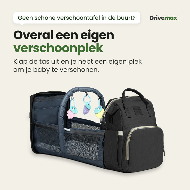 Ukkova luiertas rugzak uitgeklapt: overal een eigen plek om je baby te verschonen
