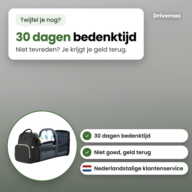 30 dagen bedenktijd en Nederlandstalige klantenservice bij de Ukkova luiertas