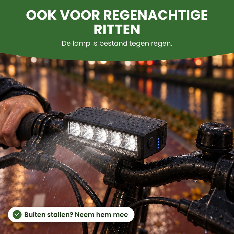Voltura fietslamp brandt op het stuur in de regen: bestand tegen regen
